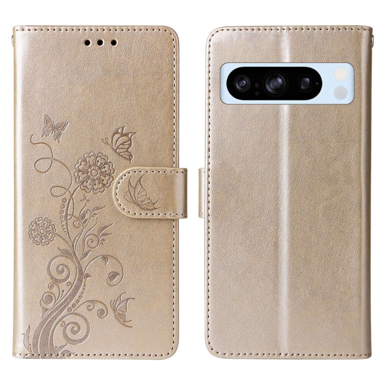 For Google Pixel 8 Pro Embossed Butterfly Flowers Leather Phone Case