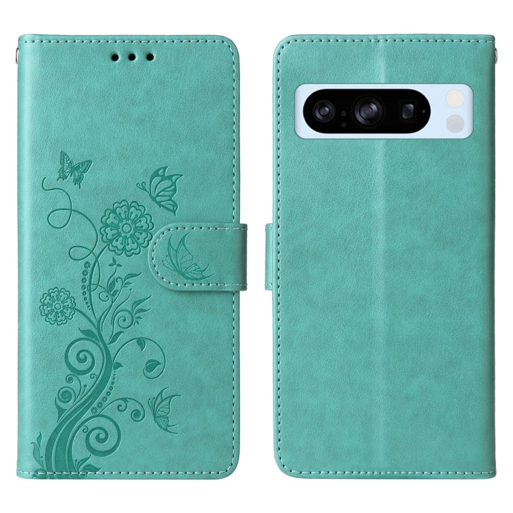 For Google Pixel 8 Pro Embossed Butterfly Flowers Leather Phone Case