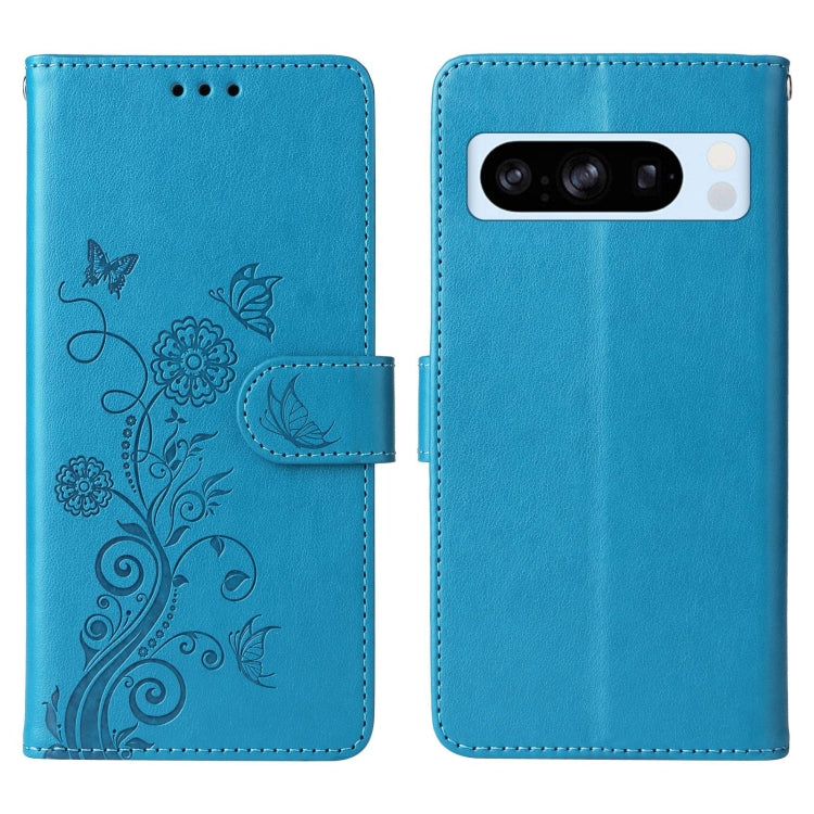 For Google Pixel 8 Pro Embossed Butterfly Flowers Leather Phone Case