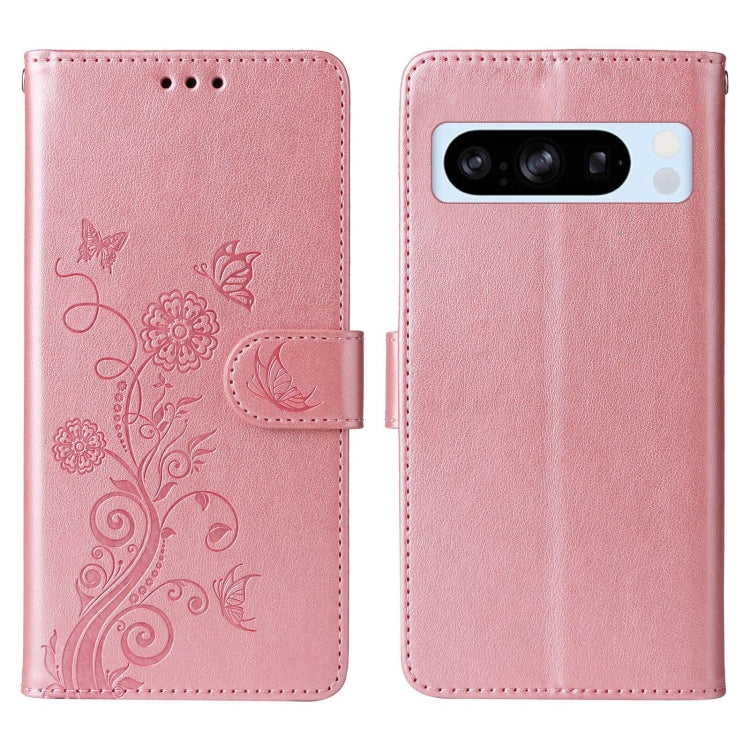 For Google Pixel 8 Pro Embossed Butterfly Flowers Leather Phone Case