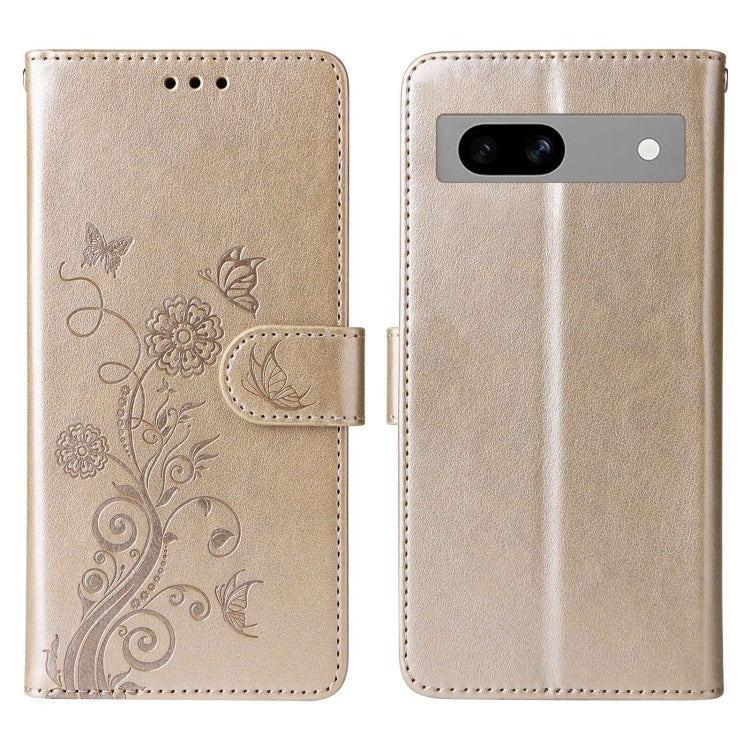 For Google Pixel 7a Embossed Butterfly Flowers Leather Phone Case