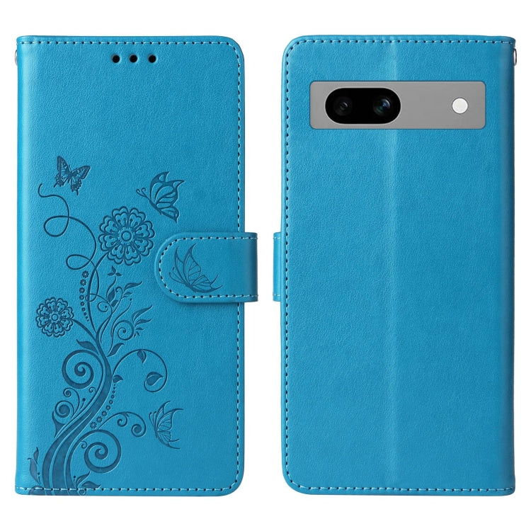 For Google Pixel 7a Embossed Butterfly Flowers Leather Phone Case