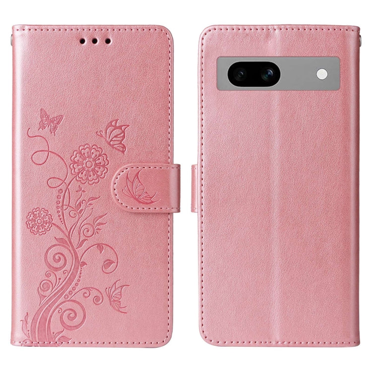 For Google Pixel 7a Embossed Butterfly Flowers Leather Phone Case