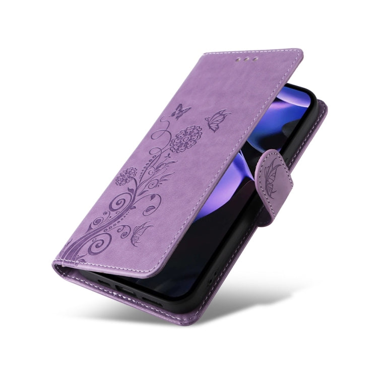 For Google Pixel 9a Embossed Butterfly Flowers Leather Phone Case
