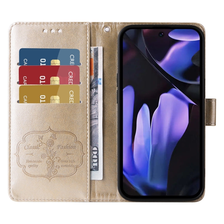 For Google Pixel 9a Embossed Butterfly Flowers Leather Phone Case