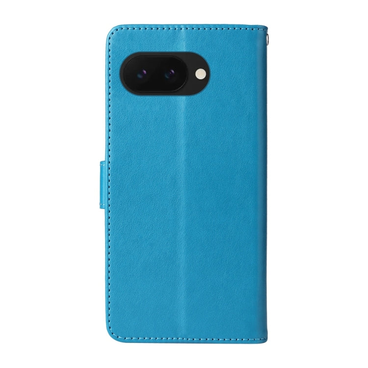 For Google Pixel 9a Embossed Butterfly Flowers Leather Phone Case