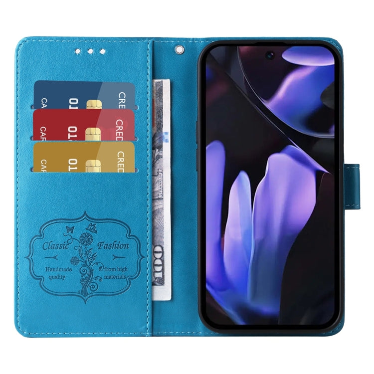For Google Pixel 9a Embossed Butterfly Flowers Leather Phone Case
