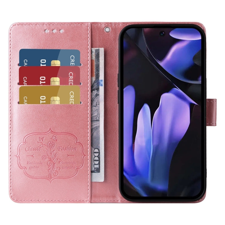 For Google Pixel 9a Embossed Butterfly Flowers Leather Phone Case