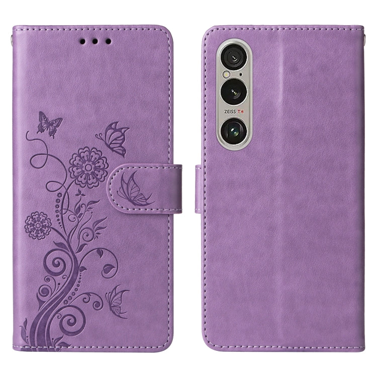 For Sony Xperia 1 VI Embossed Butterfly Flowers Leather Phone Case