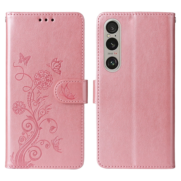 For Sony Xperia 1 VI Embossed Butterfly Flowers Leather Phone Case