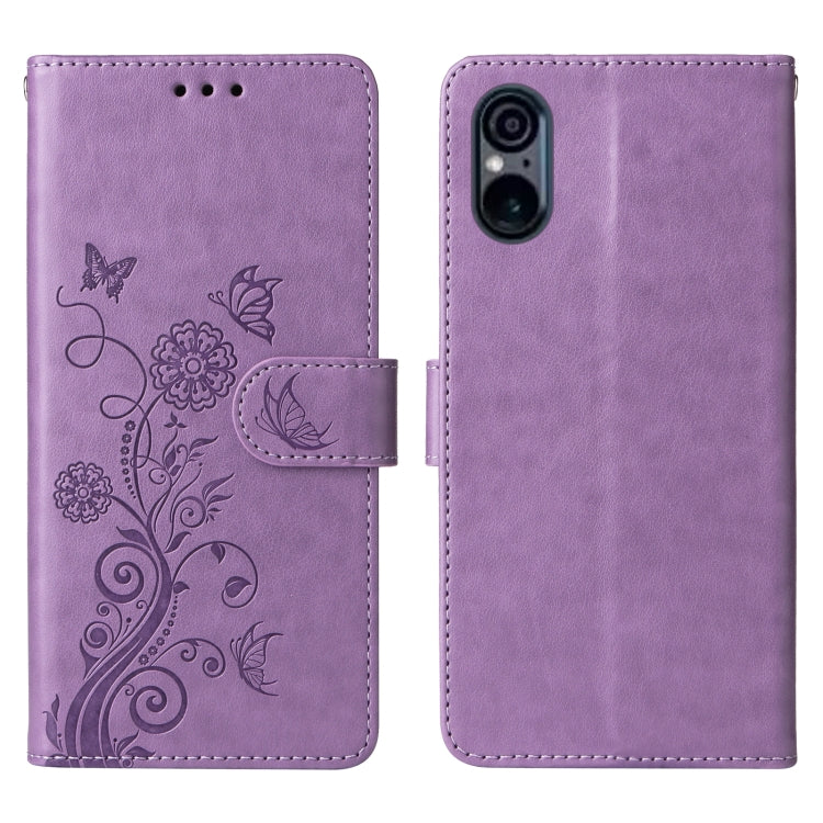 For Sony Xperia 5 VI Embossed Butterfly Flowers Leather Phone Case