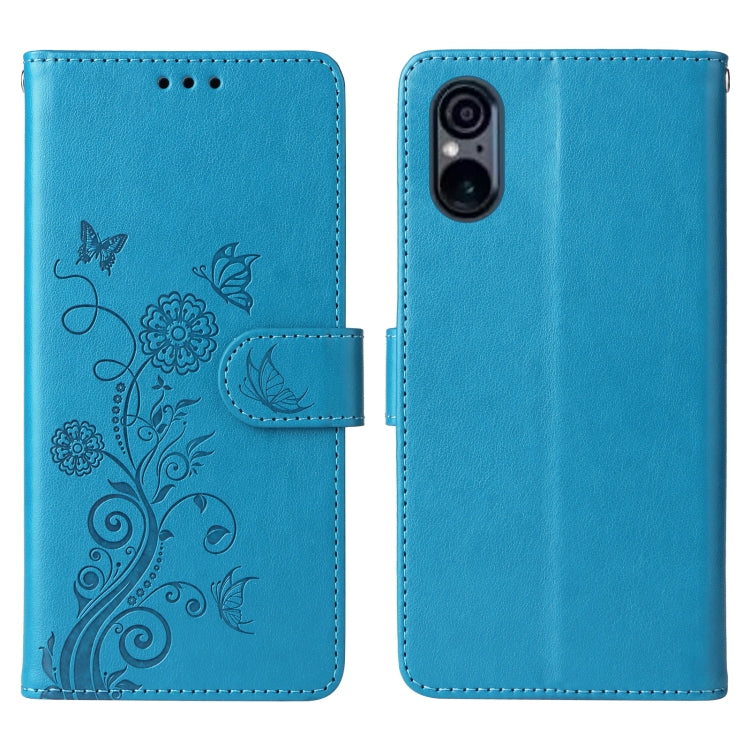 For Sony Xperia 5 VI Embossed Butterfly Flowers Leather Phone Case