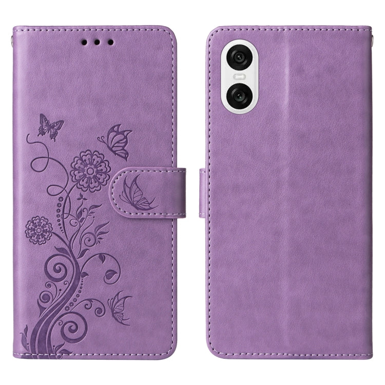 For Sony Xperia 10 VI Embossed Butterfly Flowers Leather Phone Case
