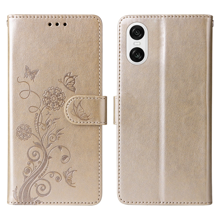For Sony Xperia 10 VI Embossed Butterfly Flowers Leather Phone Case