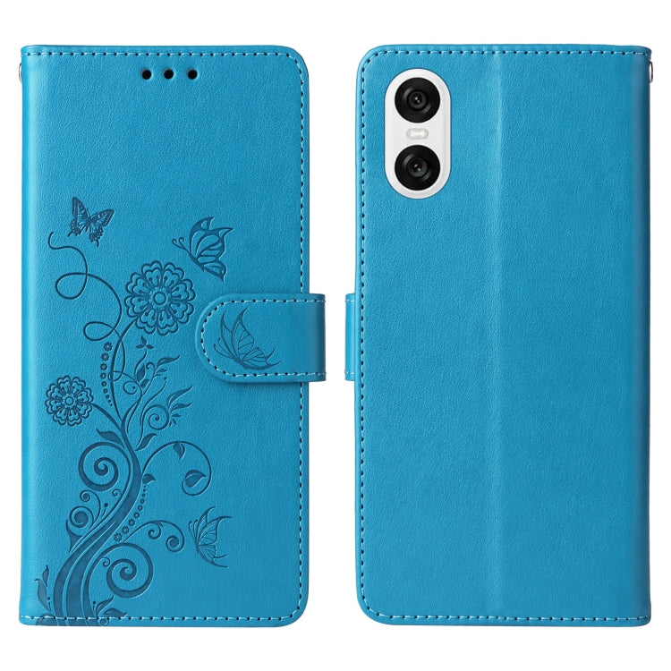For Sony Xperia 10 VI Embossed Butterfly Flowers Leather Phone Case
