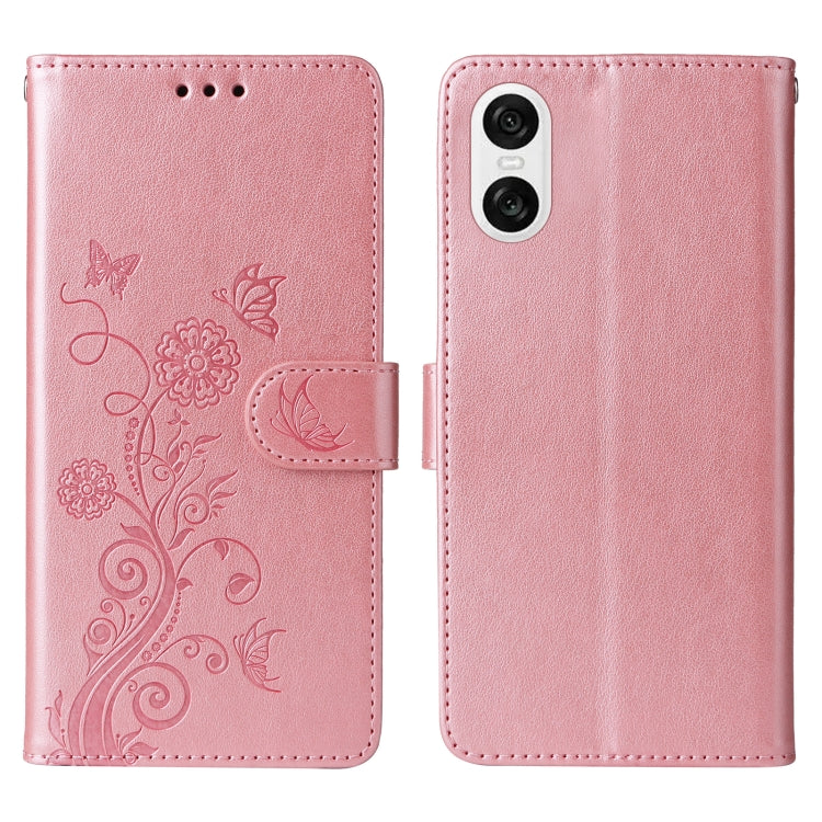For Sony Xperia 10 VI Embossed Butterfly Flowers Leather Phone Case