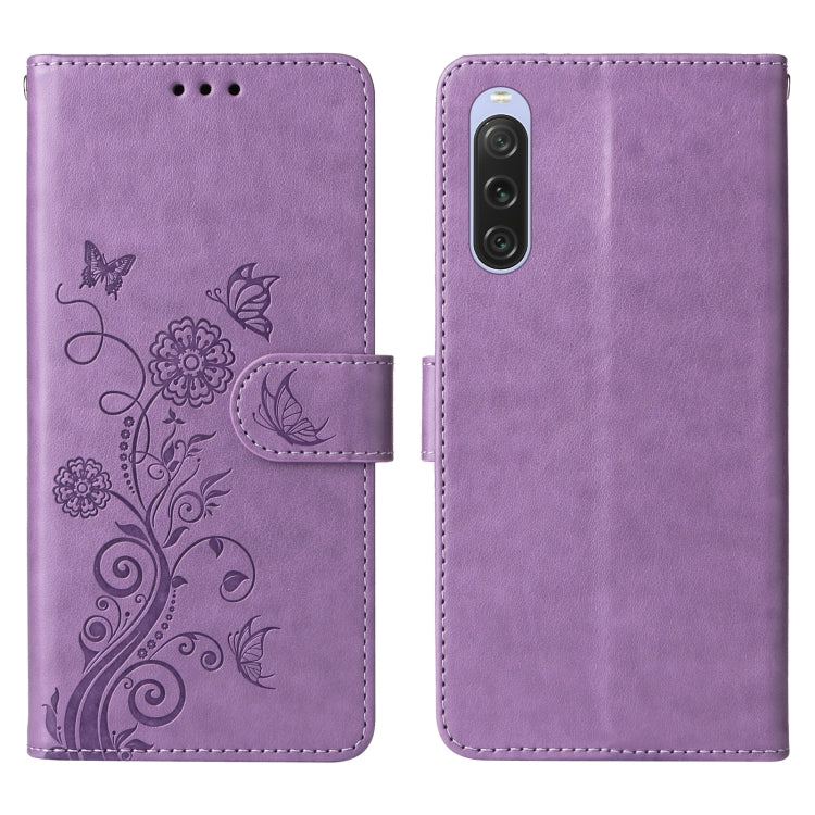 For Sony Xperia 10 V Embossed Butterfly Flowers Leather Phone Case