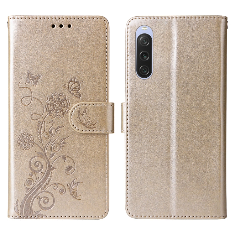 For Sony Xperia 10 V Embossed Butterfly Flowers Leather Phone Case