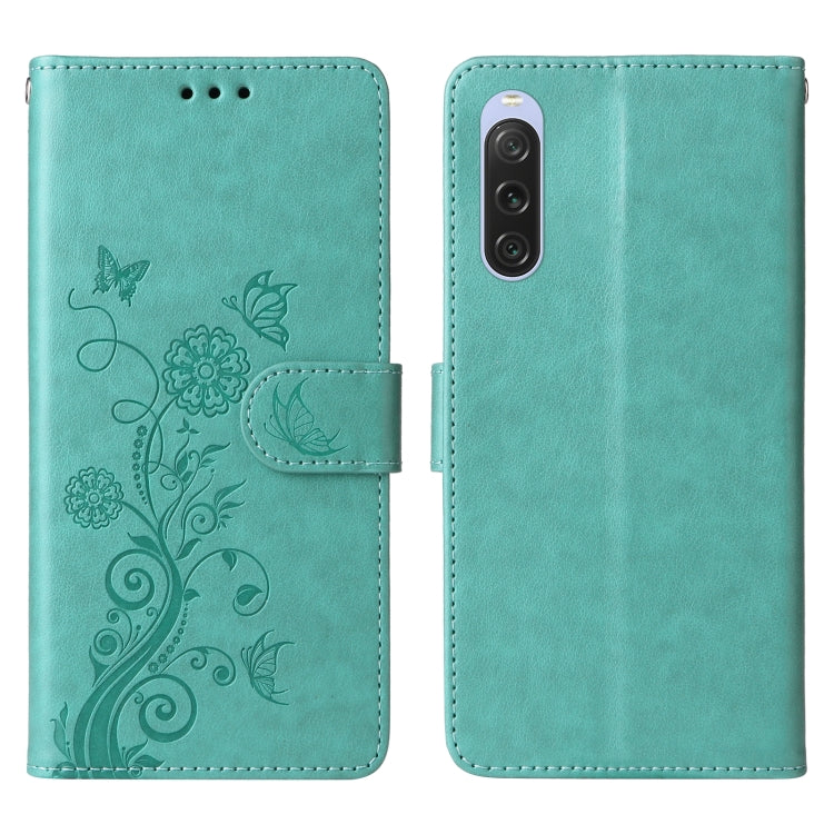 For Sony Xperia 10 V Embossed Butterfly Flowers Leather Phone Case