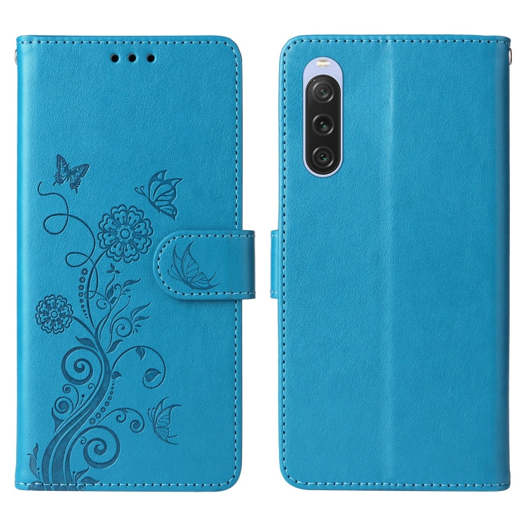 For Sony Xperia 10 V Embossed Butterfly Flowers Leather Phone Case