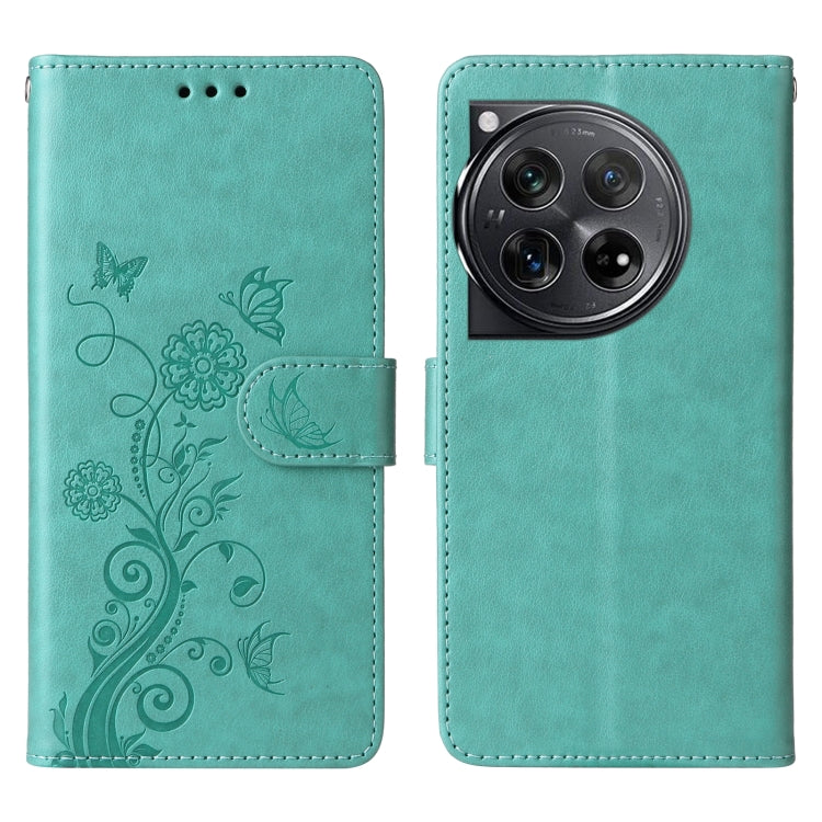 For OnePlus 12 Embossed Butterfly Flowers Leather Phone Case