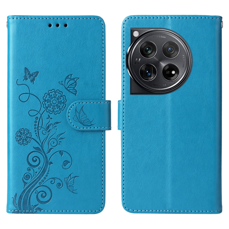 For OnePlus 12 Embossed Butterfly Flowers Leather Phone Case