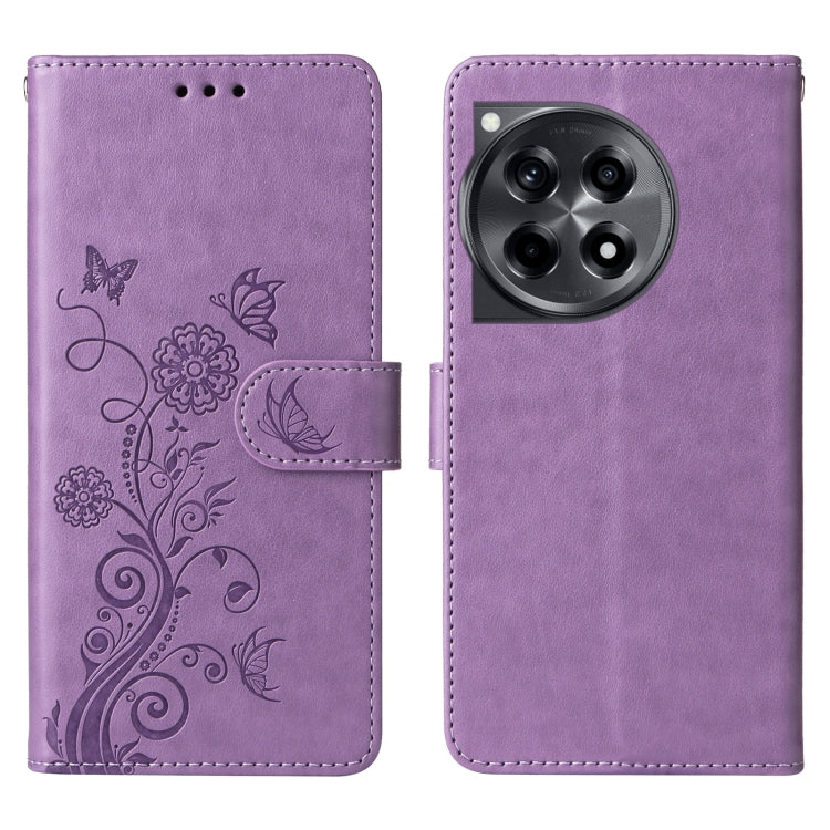 For OnePlus 12R / Ace 3 5G Embossed Butterfly Flowers Leather Phone Case