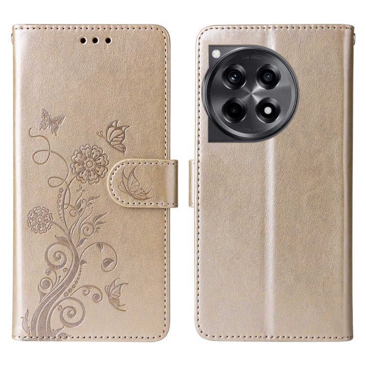 For OnePlus 12R / Ace 3 5G Embossed Butterfly Flowers Leather Phone Case