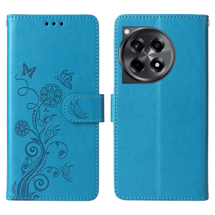 For OnePlus 12R / Ace 3 5G Embossed Butterfly Flowers Leather Phone Case