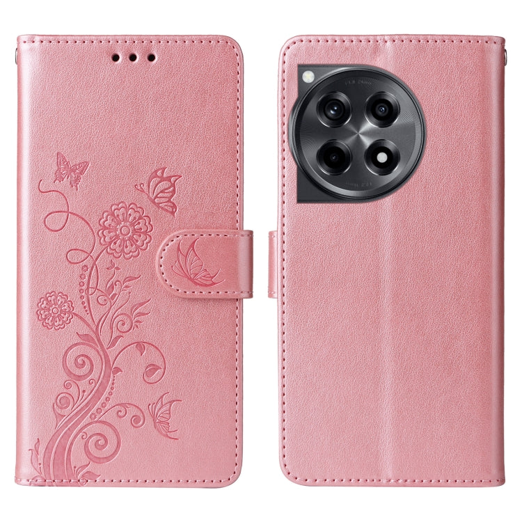 For OnePlus 12R / Ace 3 5G Embossed Butterfly Flowers Leather Phone Case