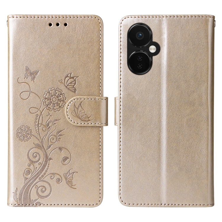 For OnePlus Nord CE3 Embossed Butterfly Flowers Leather Phone Case