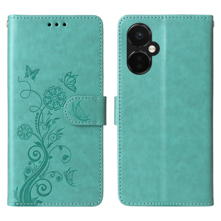 For OnePlus Nord CE3 Embossed Butterfly Flowers Leather Phone Case