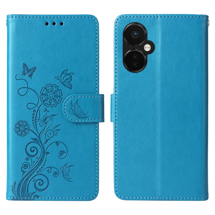 For OnePlus Nord CE3 Embossed Butterfly Flowers Leather Phone Case