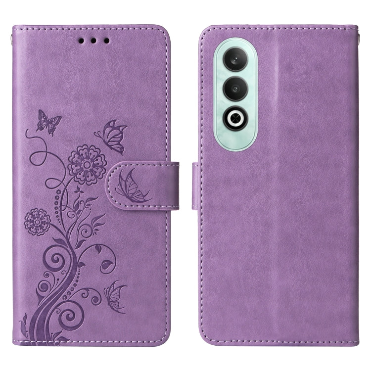 For OnePlus Nord CE 4 5G Embossed Butterfly Flowers Leather Phone Case