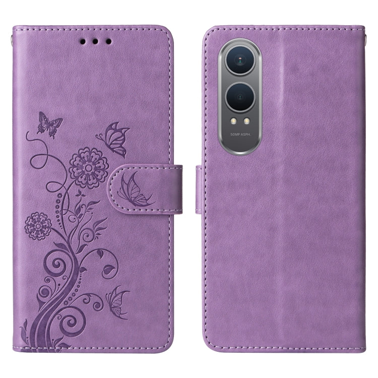 For OnePlus Nord CE 4 Lite Embossed Butterfly Flowers Leather Phone Case