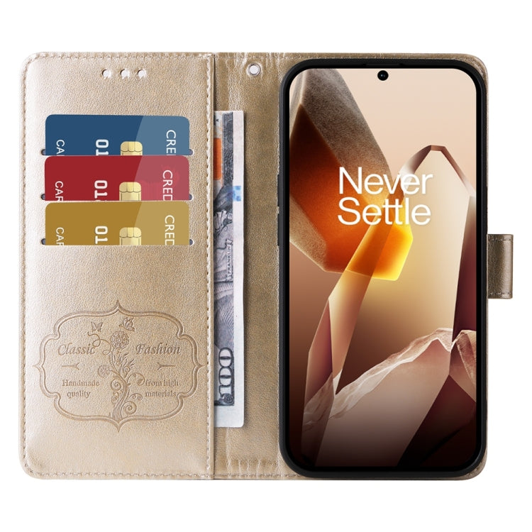 For OnePlus 13 Embossed Butterfly Flowers Leather Phone Case