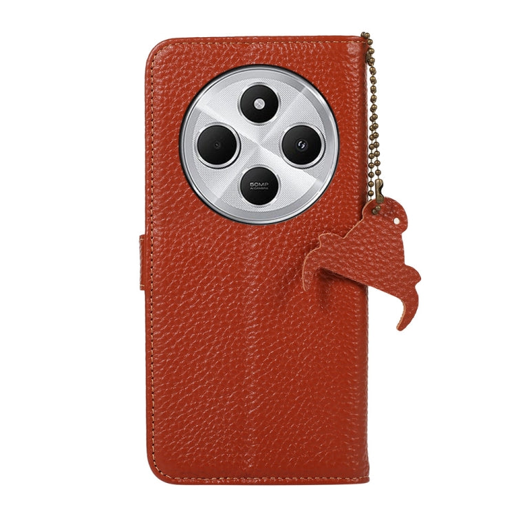 For Redmi 14C 4G Genuine Leather Litchi Texture RFID Leather Phone Case