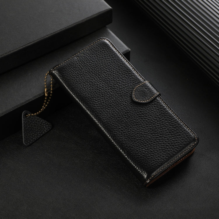 For Redmi 14C 4G Genuine Leather Litchi Texture RFID Leather Phone Case