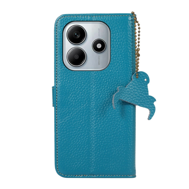 For Redmi Note 14 4G Global 163.25mm Genuine Leather Litchi Texture RFID Leather Phone Case