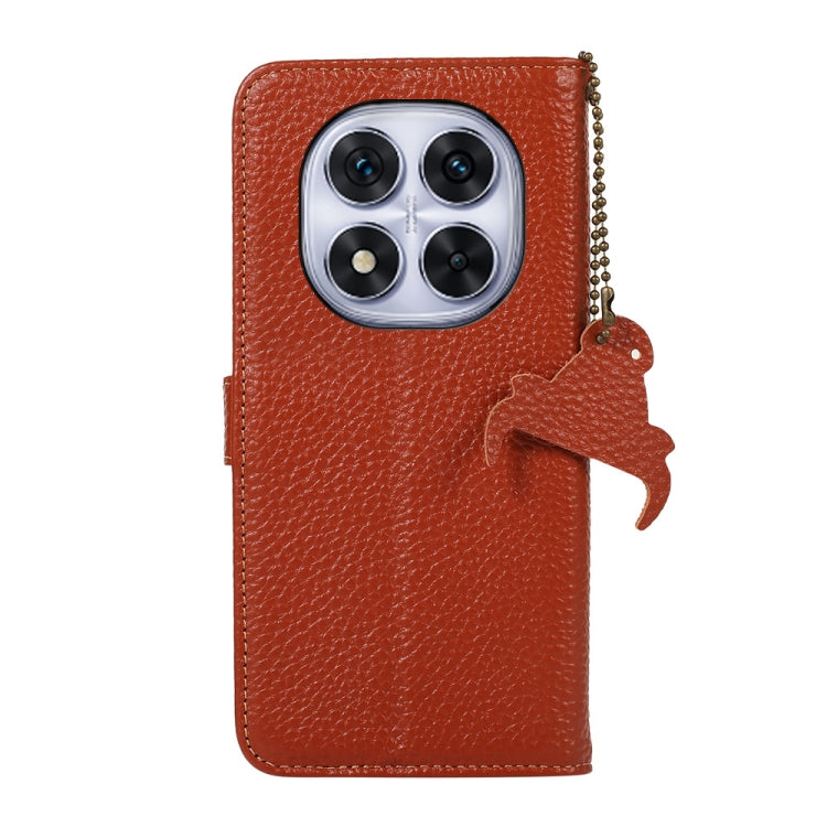 For Redmi Note 14 Pro 5G Genuine Leather Litchi Texture RFID Leather Phone Case