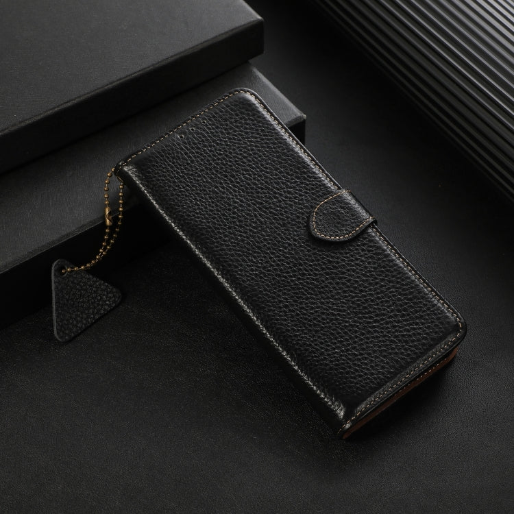 For Redmi Note 14 Pro 5G Genuine Leather Litchi Texture RFID Leather Phone Case