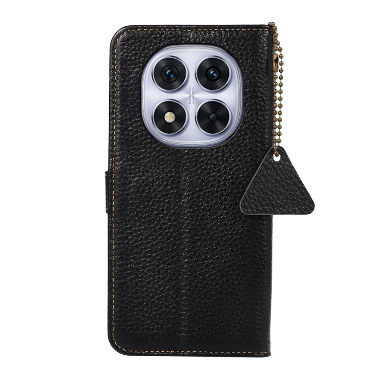 For Redmi Note 14 Pro 5G Genuine Leather Litchi Texture RFID Leather Phone Case
