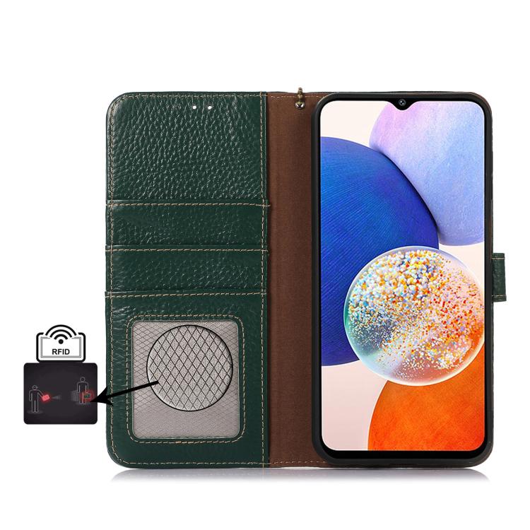 For Redmi Note 15 5G Global 164mm Genuine Leather Litchi Texture RFID Leather Phone Case