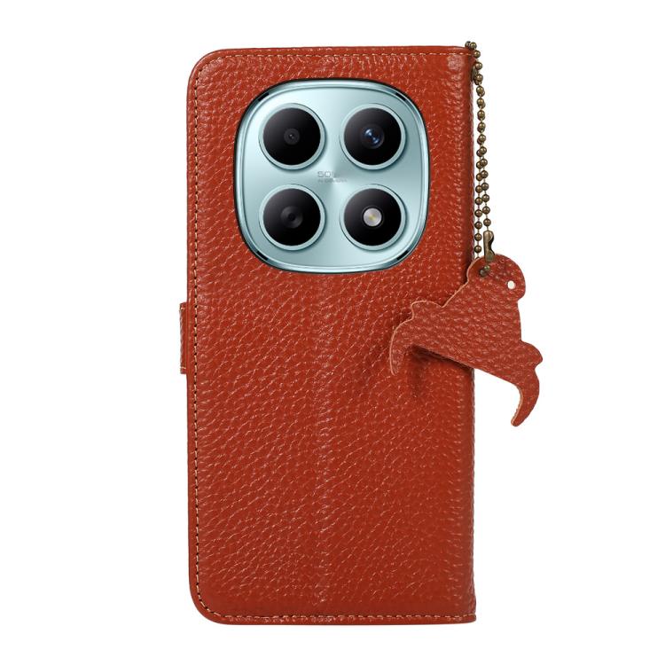 For Redmi Note 15 5G Global 164mm Genuine Leather Litchi Texture RFID Leather Phone Case