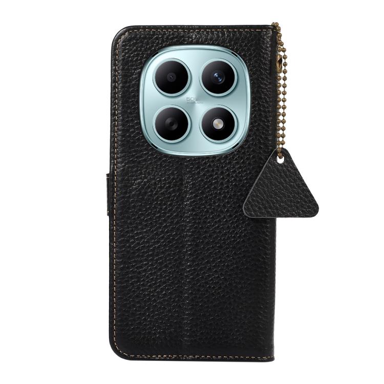 For Redmi Note 15 5G Global 164mm Genuine Leather Litchi Texture RFID Leather Phone Case