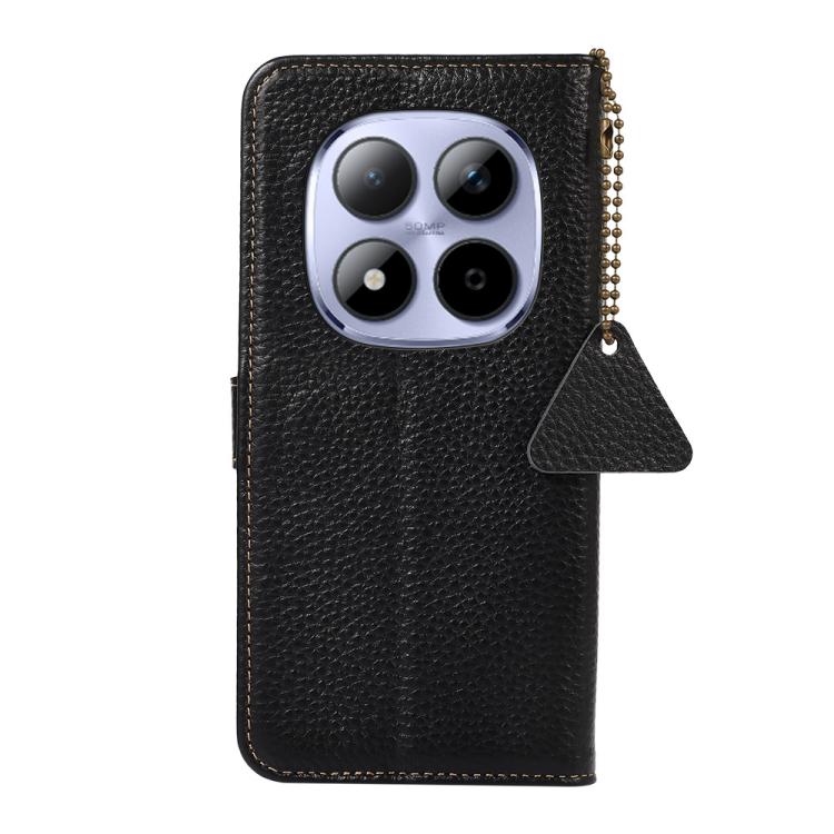 For Redmi Note 15 Pro 5G Global 163.6mm Genuine Leather Litchi Texture RFID Leather Phone Case