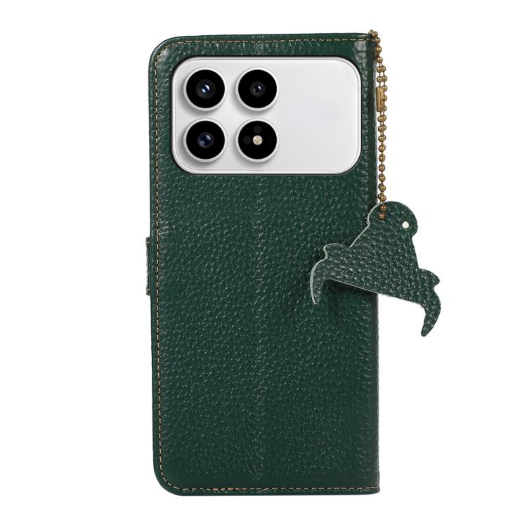 For Redmi K90/Poco F8 Pro Genuine Leather Litchi Texture RFID Leather Phone Case