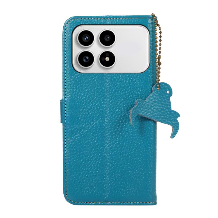 For Redmi K90/Poco F8 Pro Genuine Leather Litchi Texture RFID Leather Phone Case