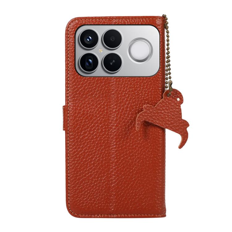 For Redmi K90 Pro Max/Poco F8 Ultra Genuine Leather Litchi Texture RFID Leather Phone Case