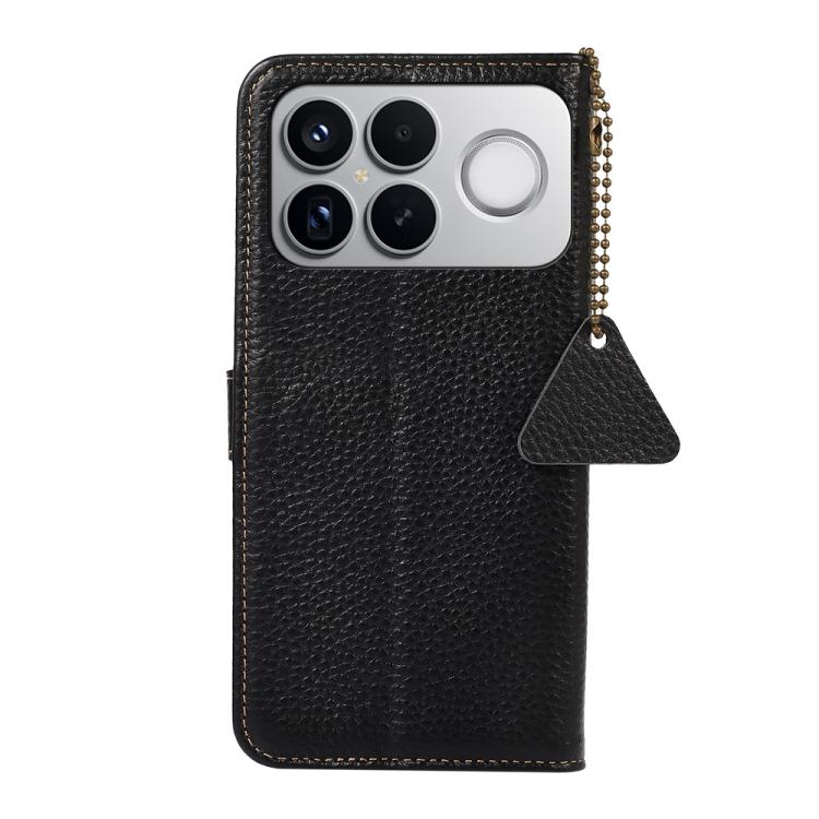 For Redmi K90 Pro Max/Poco F8 Ultra Genuine Leather Litchi Texture RFID Leather Phone Case